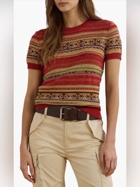 Lauren Ralph Lauren
Petite Geo-Striped Short-Sleeve Sweater